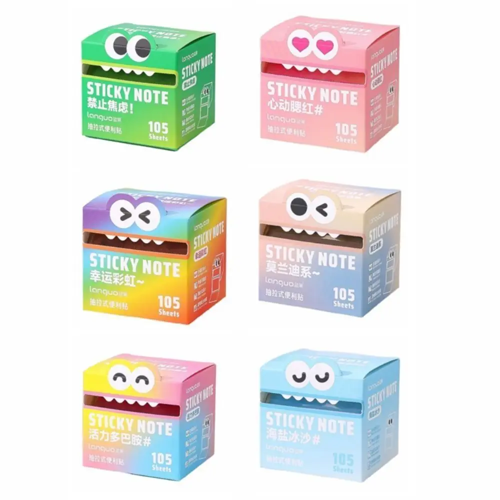 105 fogli di note adesive estraibili Kawaii Blocco note colorato traslucido creativo Blocco note per cartoni animati in rotolo di carta perlescente