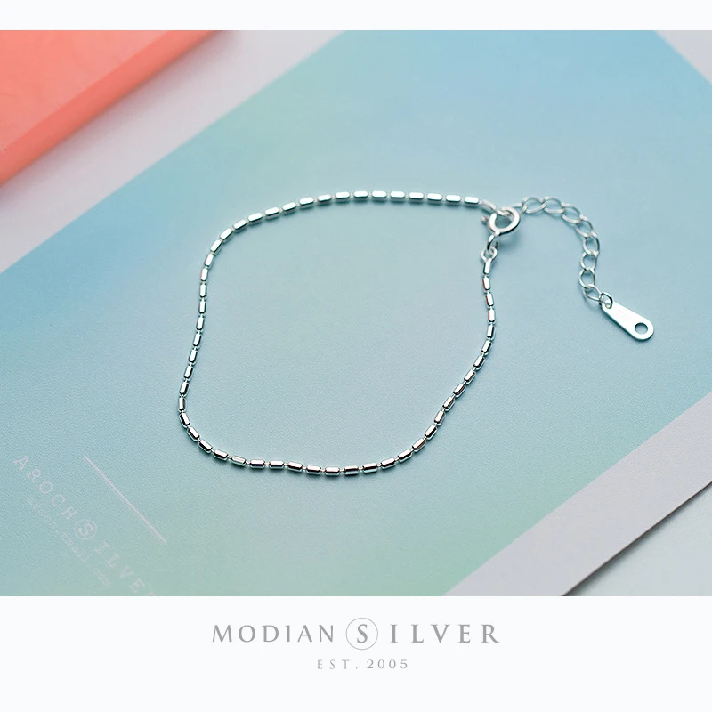 Modian New Collection 925 Sterling Silver Minimalism Classic Lady Women Bracelets Chain Link Bracelet Sterling Silver Jewelry