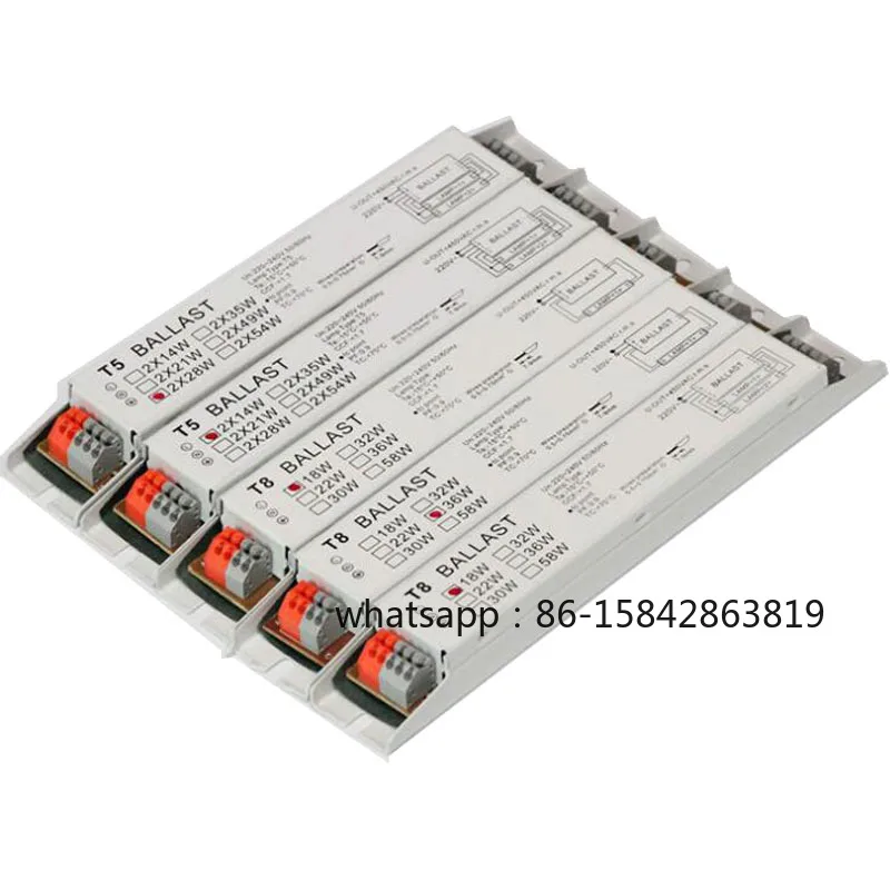 220-240V AC 2x18W 2x36W 2x58W Wide Voltage T8 Electronic Ballast Fluorescent Lamp Ballasts