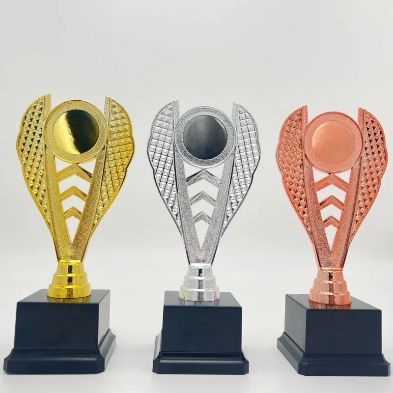

Customized gold, silver and bronze trophies for school basketball and football sports events