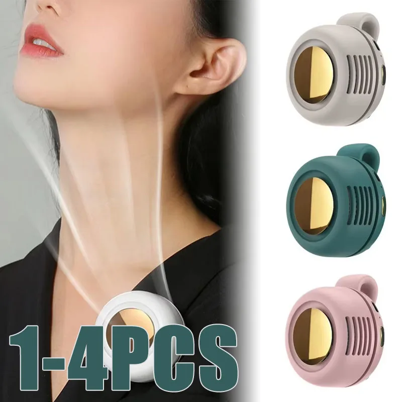 1-4PCS Mini USB Charging Leafless Fan Portable Silent Button Design Whirlwind Fan for Home Office Outdoor Travel Use