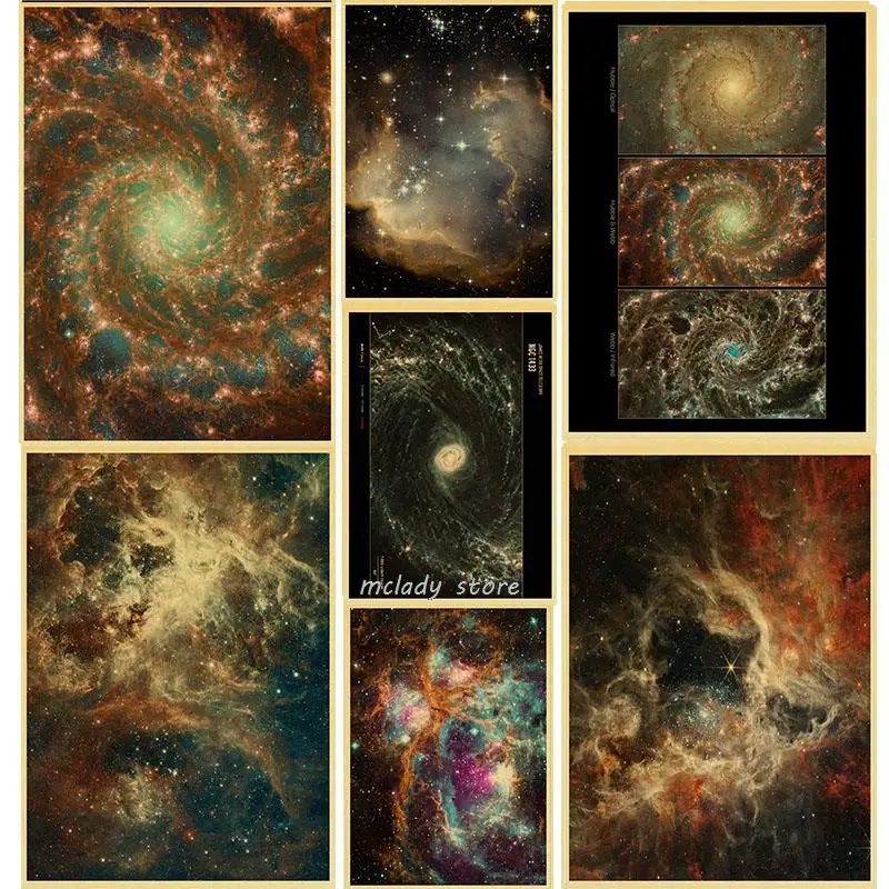 the Outer Space Posters Starry Sky Space Galaxy  Decor Solar System Planet Universe Vintage Kraft Art  Wall Painting