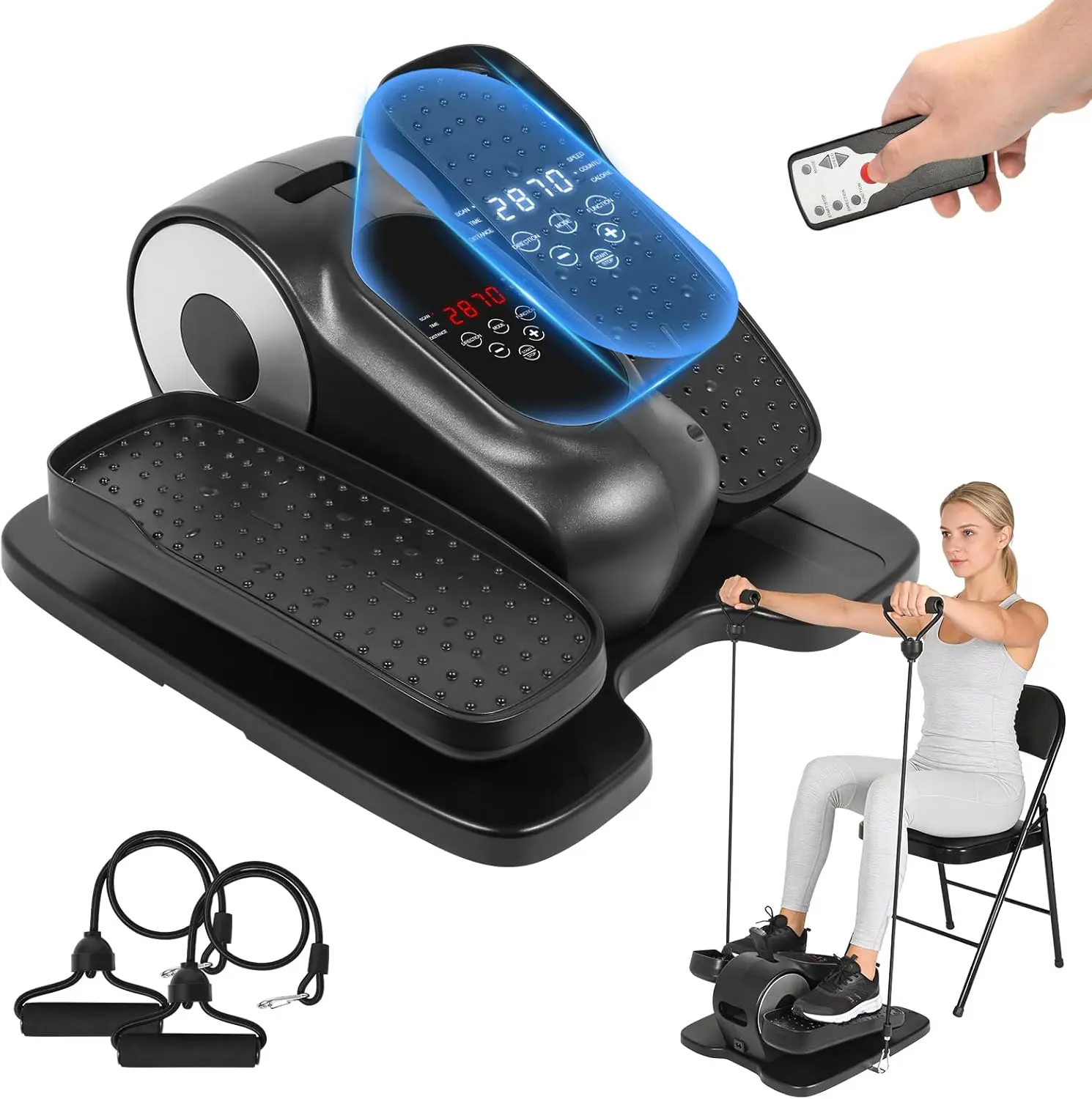 Mini Portable Elliptical Machine for Seniors Rehab Electric Seated Foot Pedal Exerciser Stair Stepper