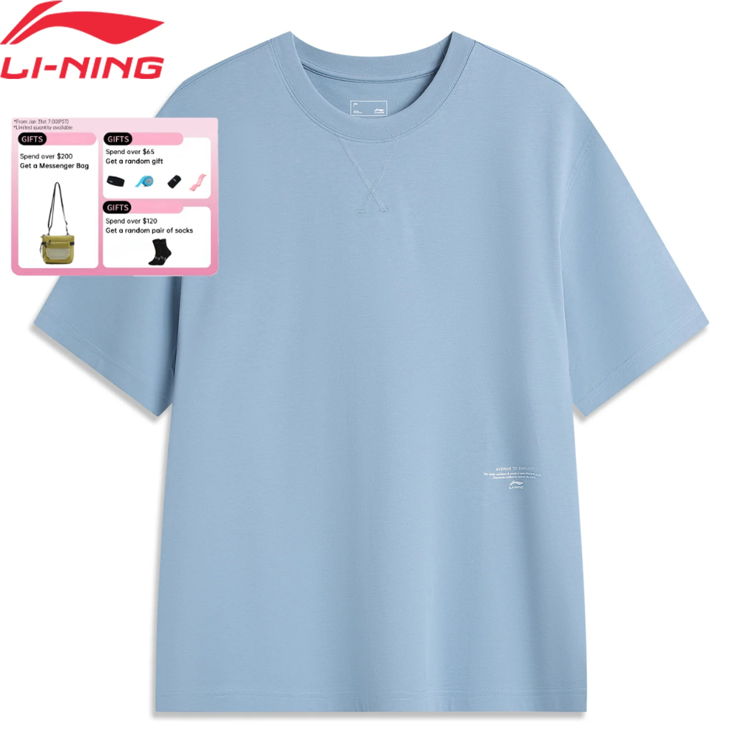 

Li-Ning Men's Sports Style T-Shirt Short AT DRY SMART 67%Cotton 33%Plyester Loose Fit LiNing Fashionable Tee Tops AHSV177