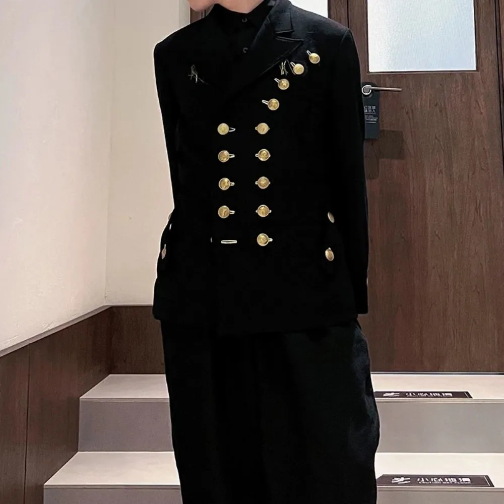 FANDISHI Men's Thick Autumn Winter Wool Jacket with Gold Buckle Fashionable And Stylish Men's Coat for Cool Weather