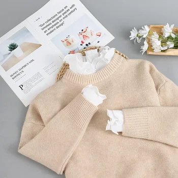 קוריאני סגנון חולצה מזויף צווארון לנשים חולצה חולצות כתף להסרה חולצה קולרים בנות דש חולצה למעלה שווא צווארון