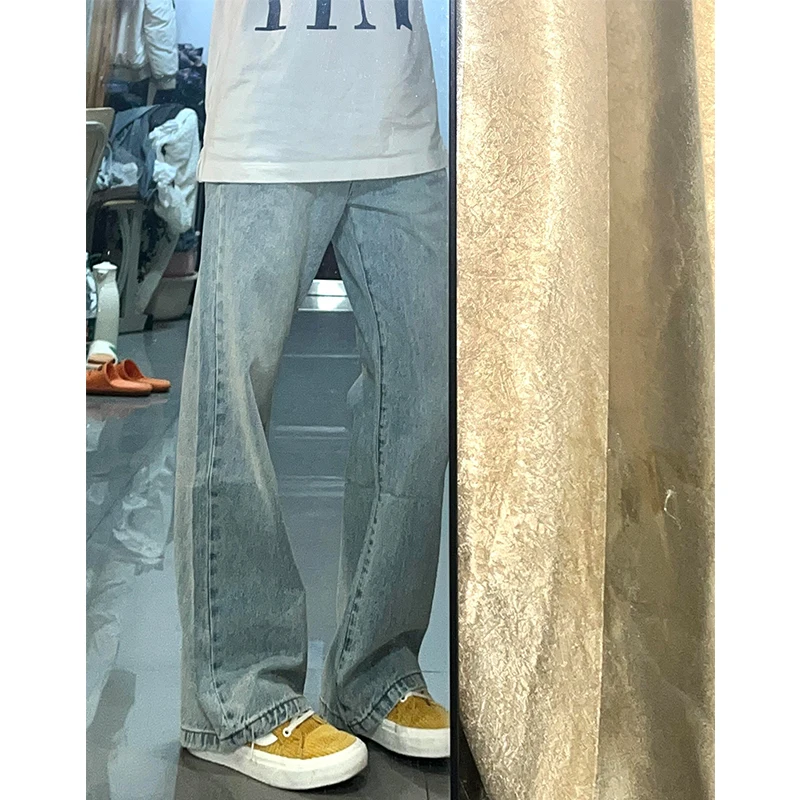 

Slim Fit Straight Leg Blue Jeans Men's Summer Thin American Vibe Trousers Enhanced Waist Slimming Narrow Version Bell Bot