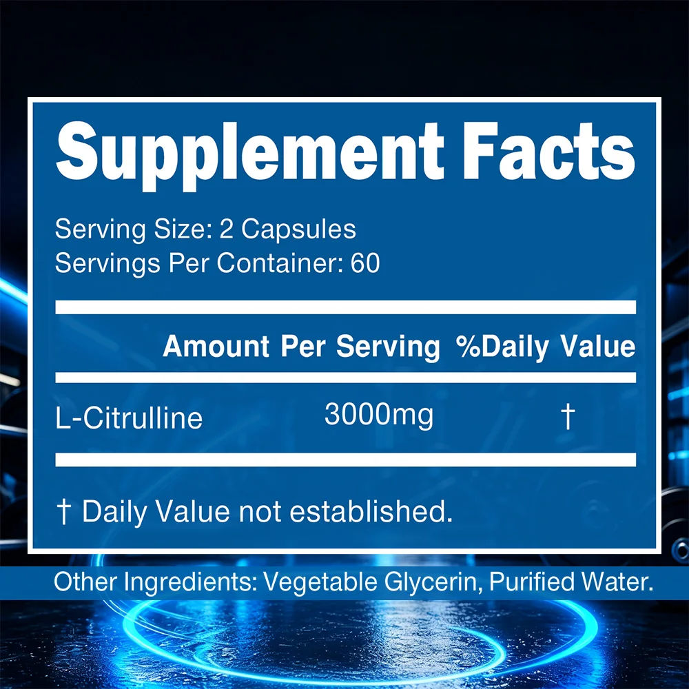 L Citrulline 3000mg Supplement Capsules for Men & Women - Endurance, Exercise Performance - Vegan, Non-GMO