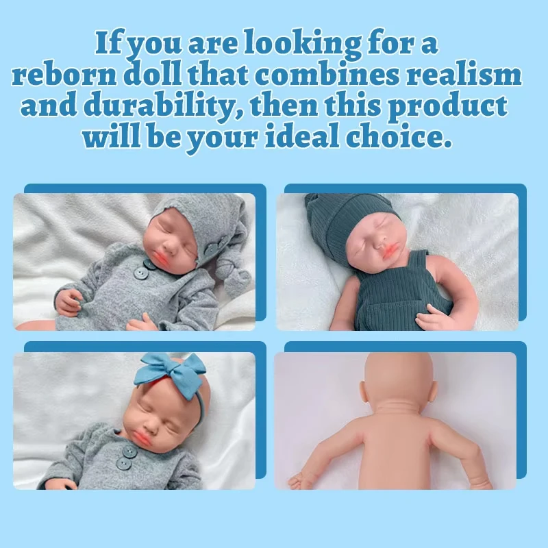 Muñeca Reborn realista - 19,29 pulgadas (aproximadamente 49 cm) totalmente de silicona para recién nacidos, venas realistas y posiciones para dormir - Real Baby