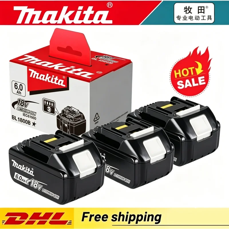 6Ah 100% Original Makita 18V Battery BL1820B Rechargeable Lithium-Ion Battery for Makita 18V Power Tools Replace the battery