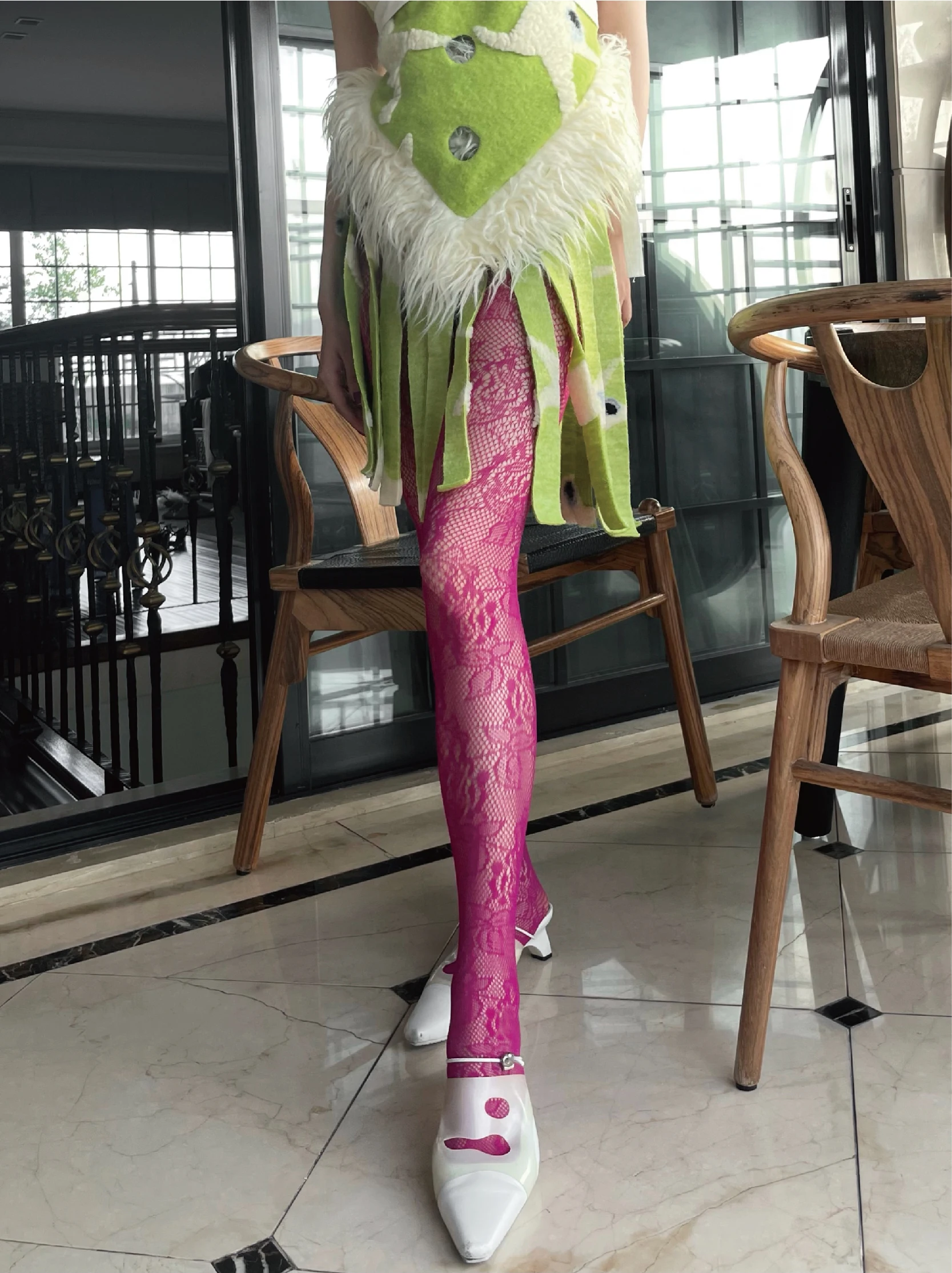 Pantyhose Women's Colorful Plant Flower Hollow Mesh Embroidery Fashionable All-Match Stockings Leg Shaping Sexy Spring andSummer