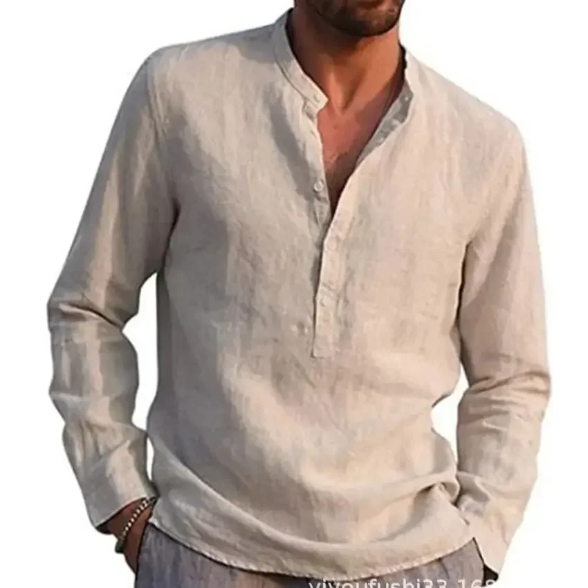 

Solid Casual Loose Plain Linen Shirts for Men 2023 Trend Normal Men's Long Sleeves Oversized Shirts Elegant Fashion Male Tops