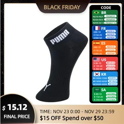 Original Puma Solid Color Logo Men's and Women's Socks Classic Casual Breathable Middle Barrel Sports Socks 100002380-001