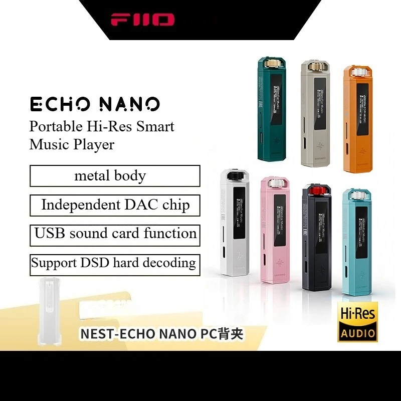 FiiO ECHO NANO Music Player Custom HIFI Mini MP3 Player Support Wire Control Portable Hi-Res Smart Walkman Headphone Accessories