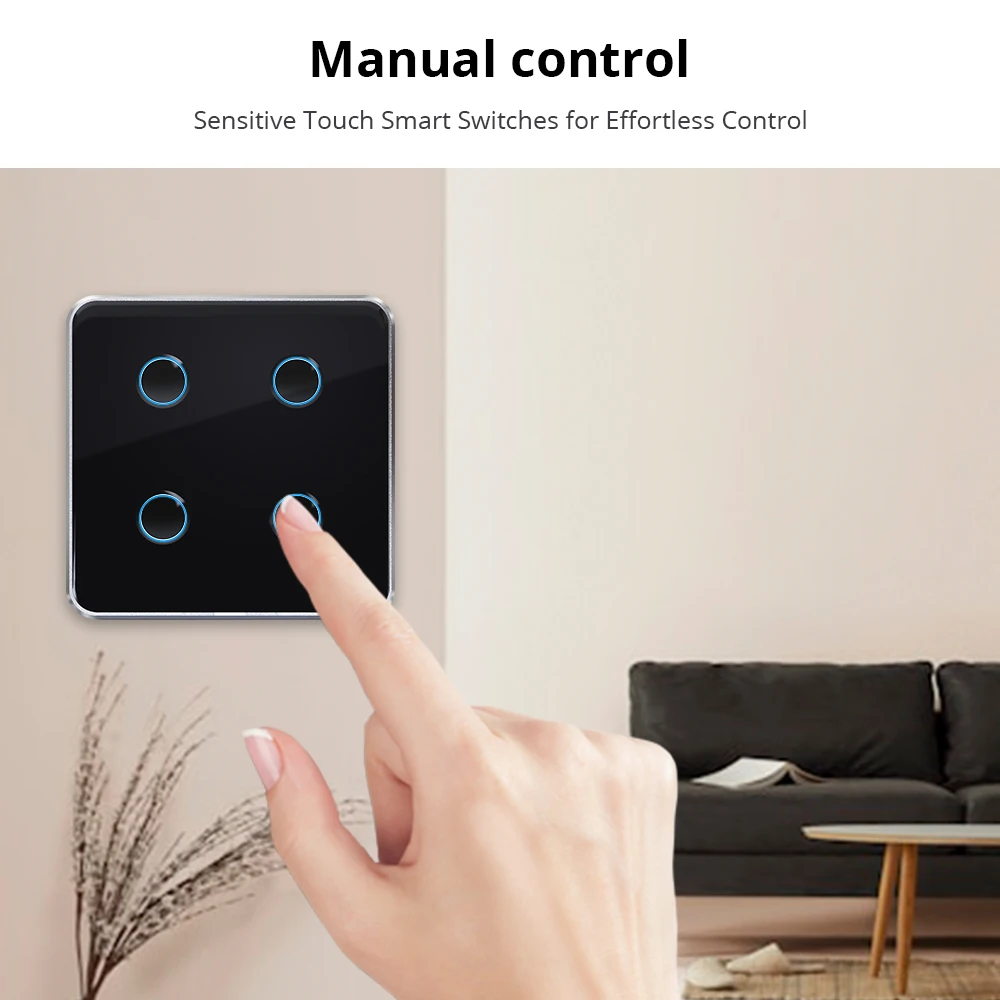 Zemismart Matter Over WiFi EU Wall Light Switch 1 2 3 4 Gangs Neutral Required with Touch Panel SmartThings App Homekit Control