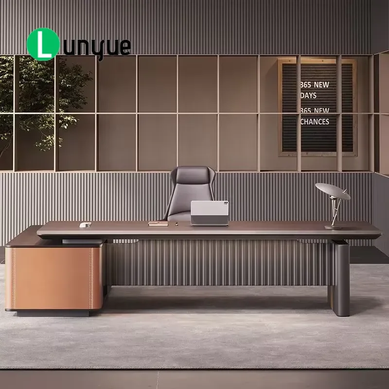 Modern L-Shaped Executive Desk Wooden CEO Office Workstation ISO Certified Large Computer Table for Home Office Business