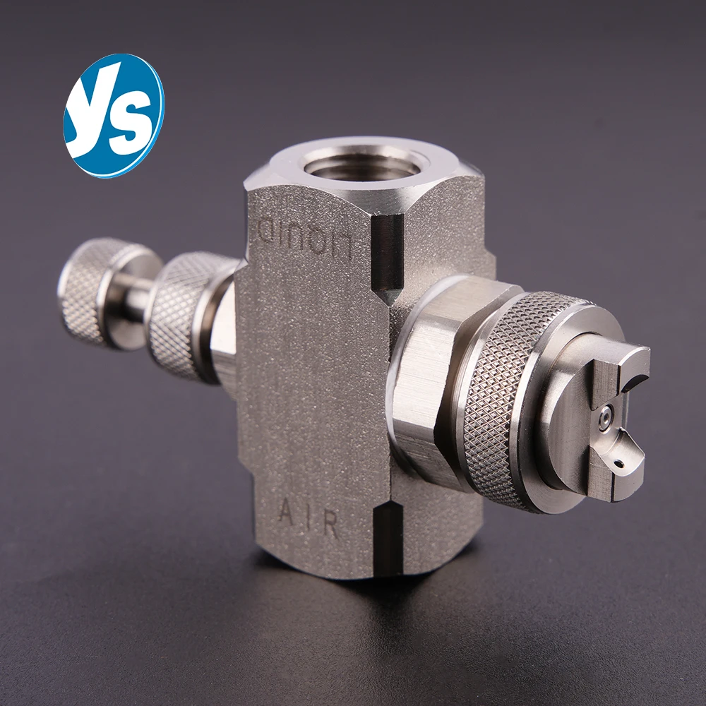 

YS 304 Stainless Steel Air Atomizing Nozzle - 1/4" Siphon Pressure Two-Fluid Mixing for Adjustable Fine Mist 80° Spray