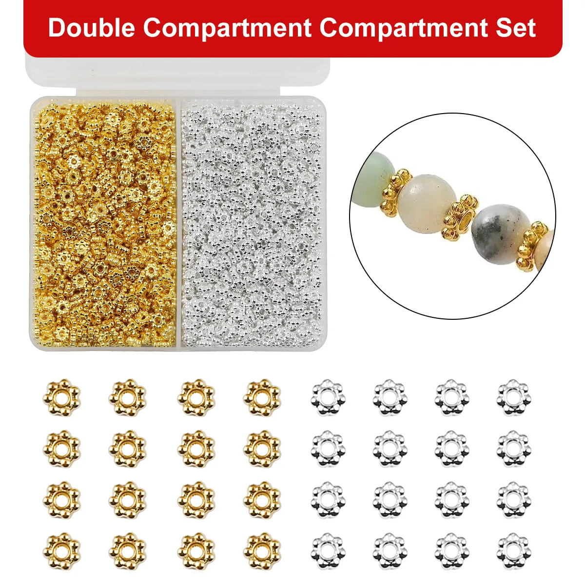 Snowflake Spacers Metallic Double Compartment Set Loose Beads For DIY Jewelry Making Decorative Necklace Accessories 400pcs