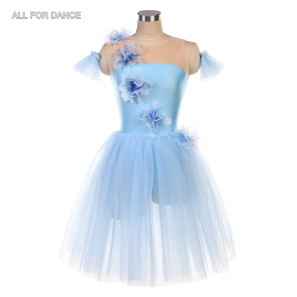 26057 Sky Blue Spandex Bodice with Layers Soft Tulle Tutu Skirt Adult Girls Romantic Ballet Costumes Stage Performance Dancewear