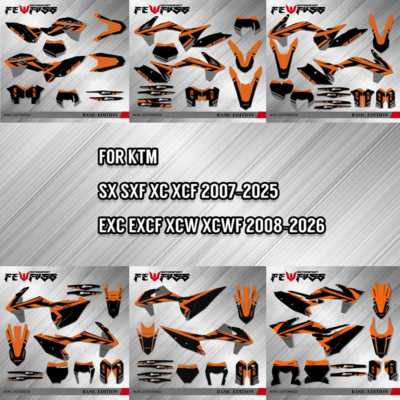

Fewfuss Motorcycle Graphics Background Decal Stickers Kits For KTM SXF XCF 2007-2025 EXC XCW 2008-2026 Number Name Custom