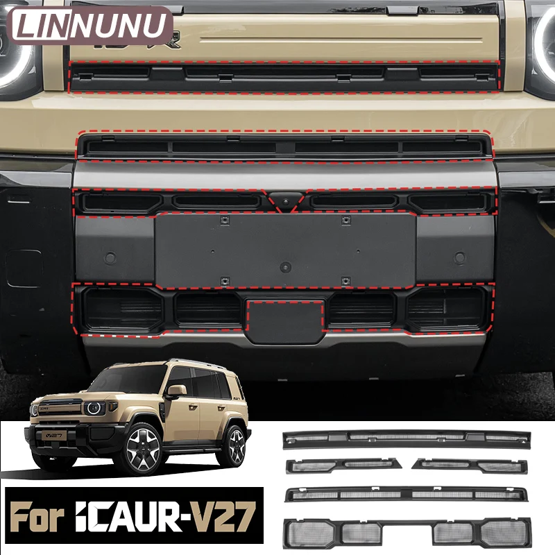 LINNUNU Front Grille Insect Bug Screen Radiator Guard Clip-On Anti-Stone For Esteo iCAUR V27 2026 2027 Exterior Auto Accessories