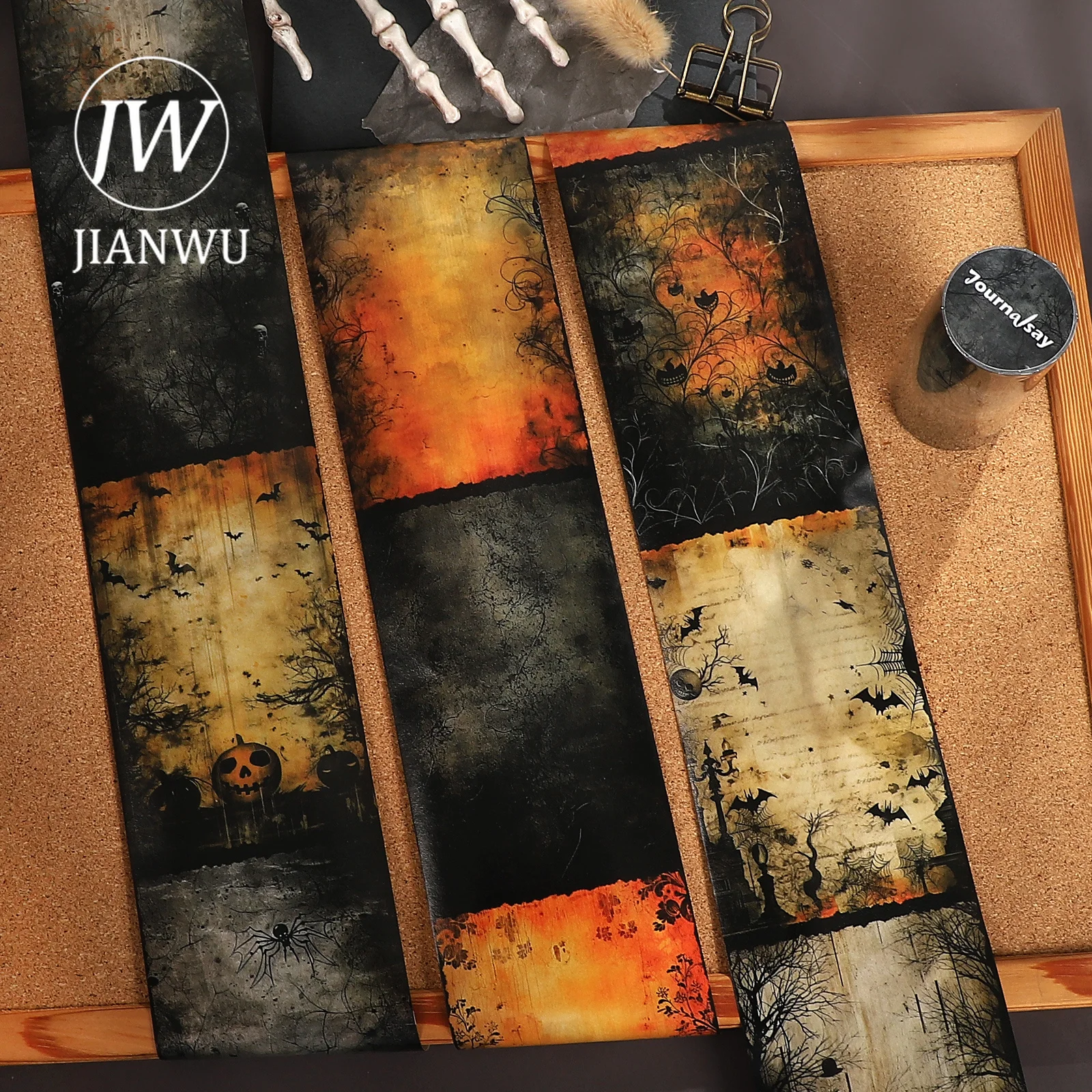 JIANWU 80mm*180cm Vintage Dark Halloween Landscape Material Collage Scrapbooking Washi Tape Creative Journal Stationery