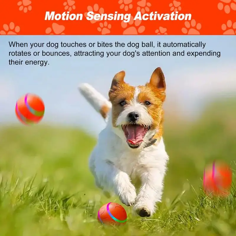 Smart Dog Ball Toy Bite-resistant Pet Toy Electric Rechargeable Silicone Dog Balls With LED Light Remote Control Motion Sensor