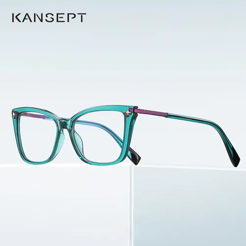 Imagen 2 del producto KANSEPT gafas graduadas de ojo de gato para miopía, hipermetropía, lectura para mujeres CR39, gafas ópticas antiluz azul, lentes de montura para leer