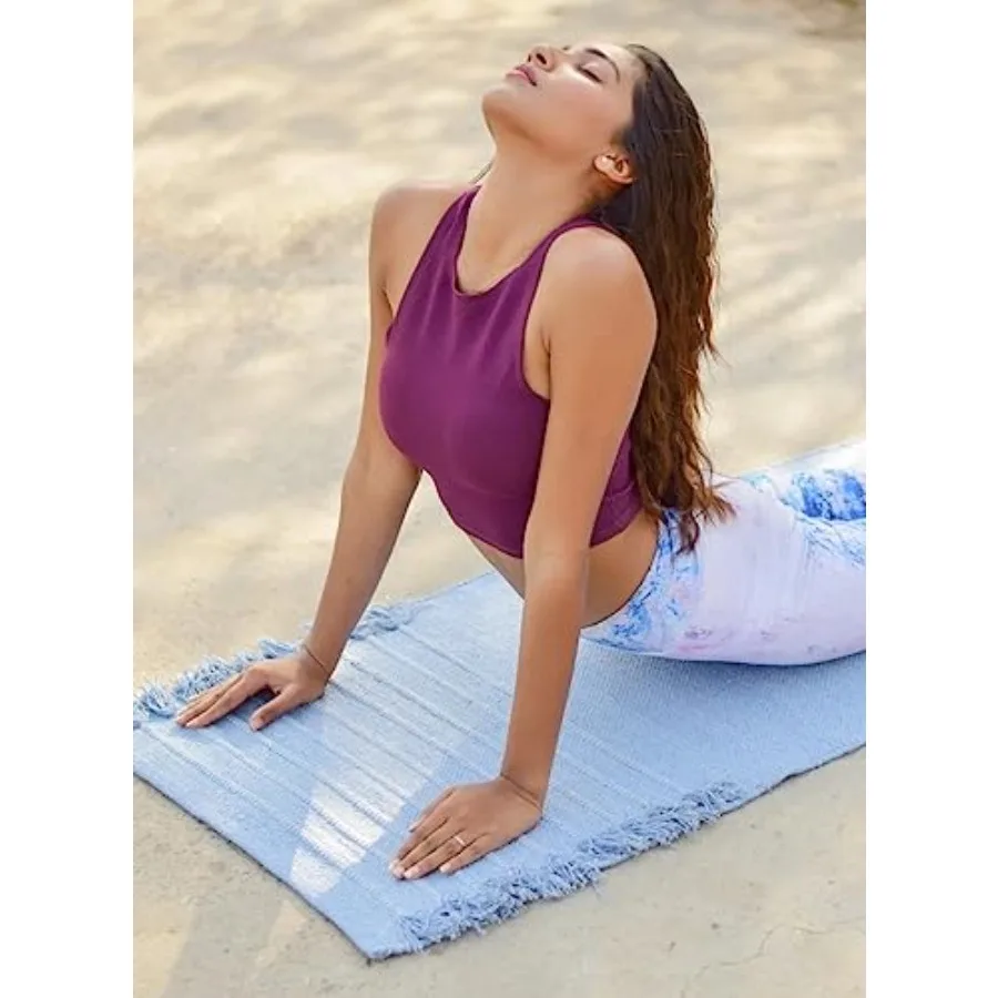 

Jaipur art and Rugs Organic Cotton Yoga Mat - Eco-Friendly Hand-Woven Rug - Non Slip and Thick 24"x72"x5mm for Everyday Fitness