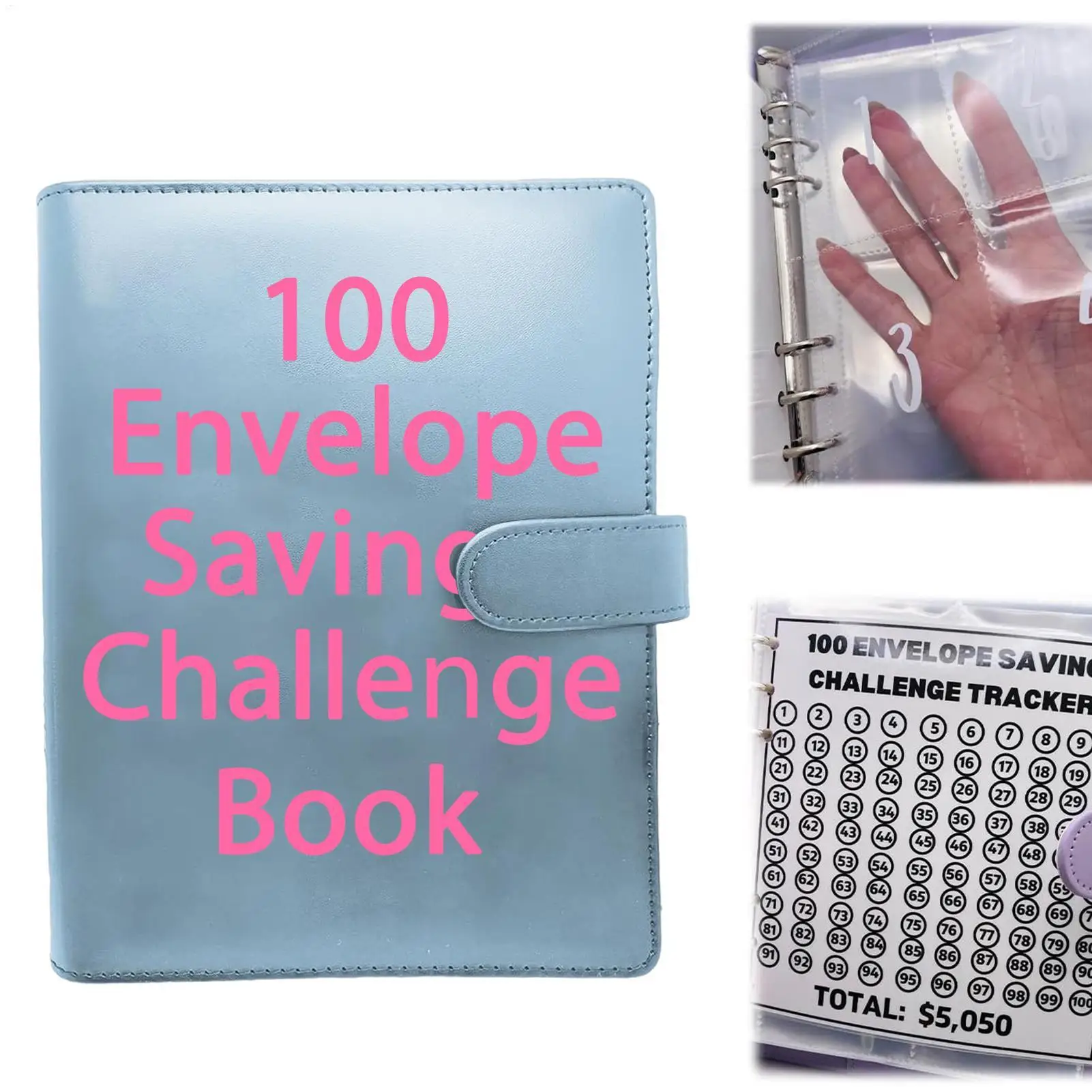 100 Envelope Challenge Binder, Easy Cash Budget Organizer with Envelopes, Money Saving System for Financial Planner Home Office