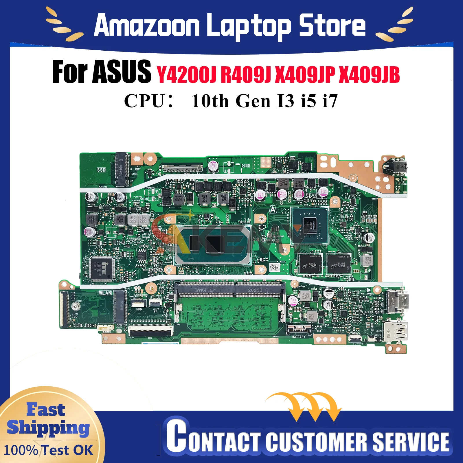 

X409JP Laptop Motherboard For ASUS F509J A409J P1510CJA A509J X409JP X409J X409JB F409J R409J Y4200J Mainboard 10th Gen I3 i5 i7