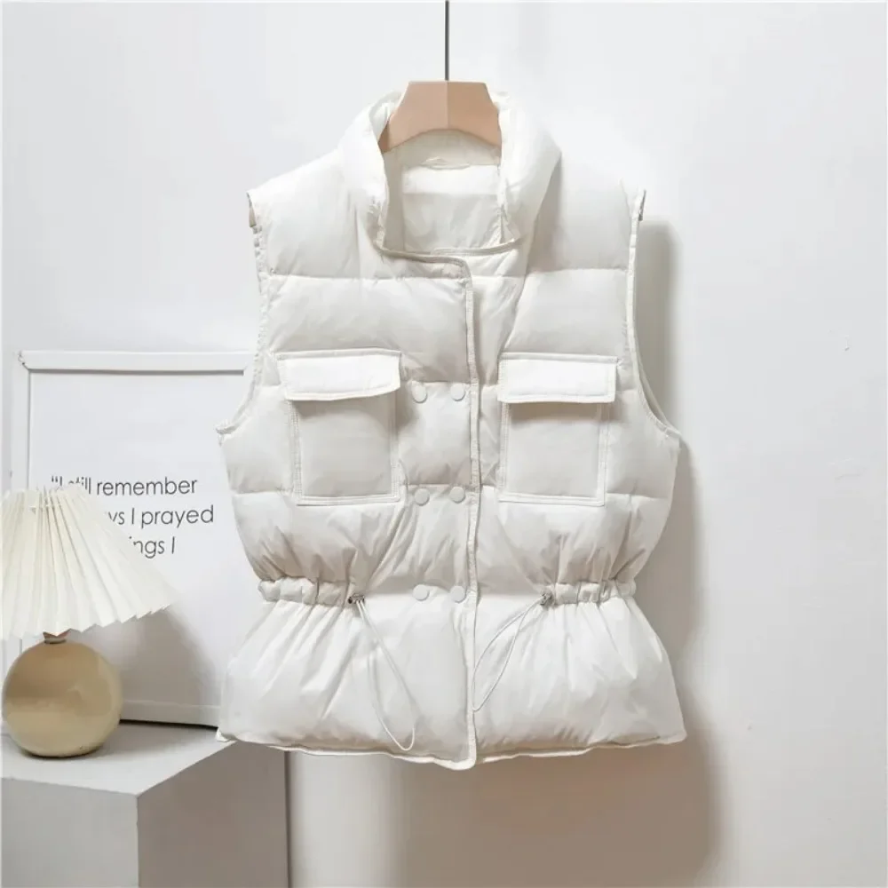 Women 2025 New Light Down Vest Short Vest Windproof Lightweight Warm Waistcoat Female White Duck Down Jacket Coat Sleeveless