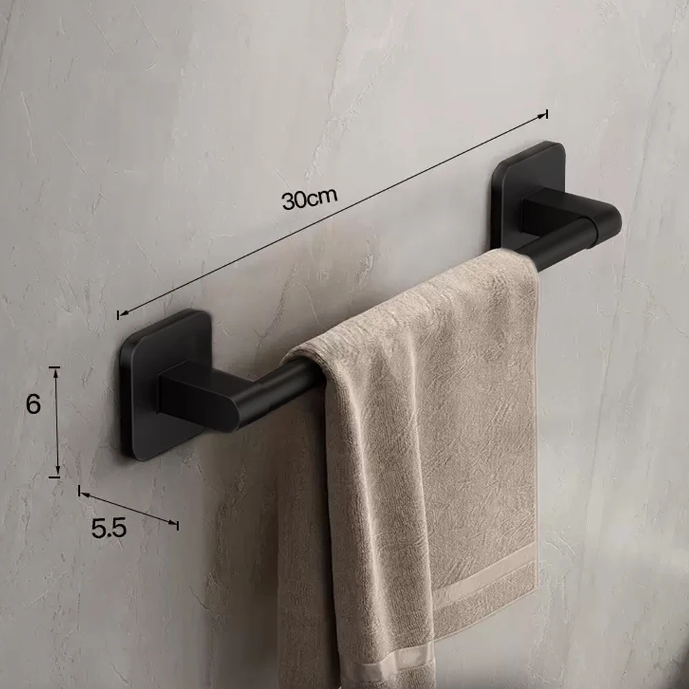 

Bathroom Wall Mounted Rack Shower and Bath Towel Racks Black Bar with aluminum and Hand Holder，