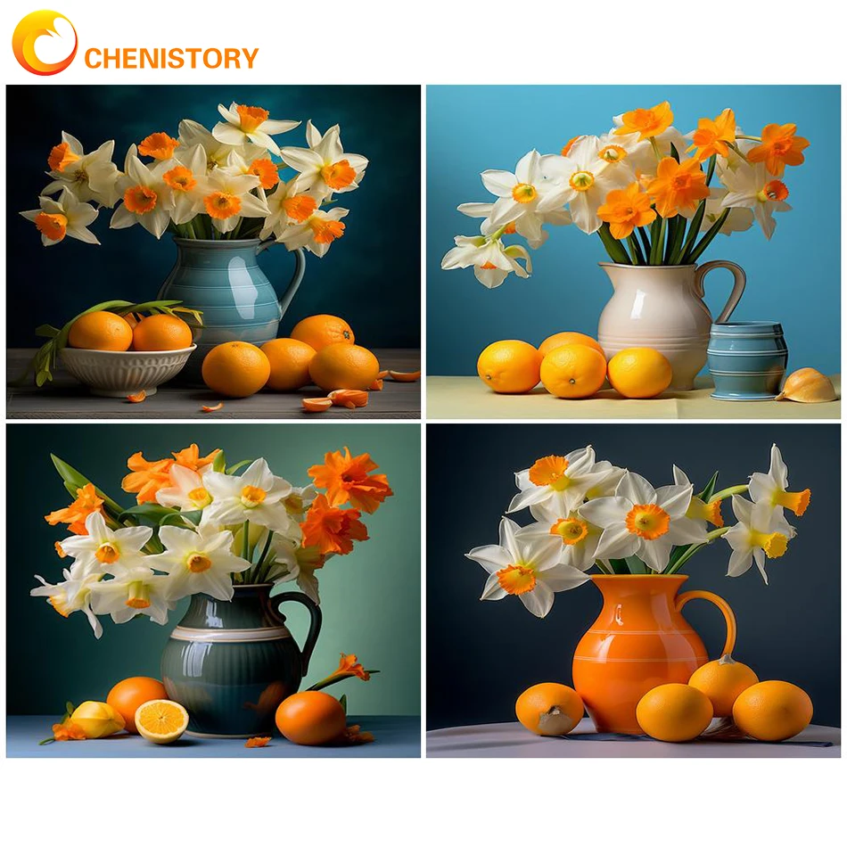 

PhotoCustom 60x75cm Oil Painting By Numbers Flower DIY Pictures By Numbers On Canvas Frameless Hand Painting For Home Decoration