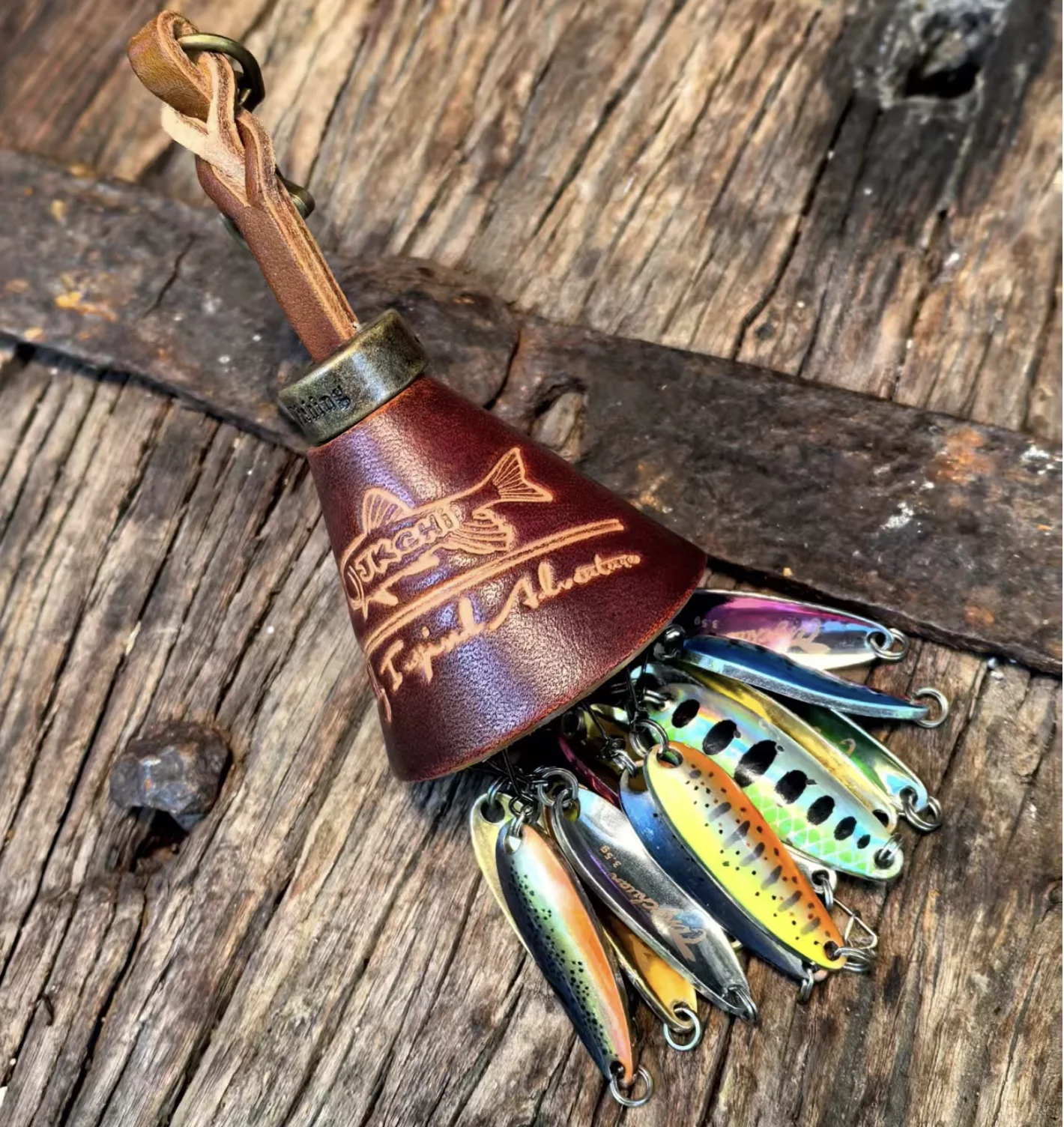 

Сумка-колокольчик ручной работы «сделай сам», держатель для приманки с блестками, сумка для хранения, кожаная дорожная приманка, яркий колокольчик с блестками