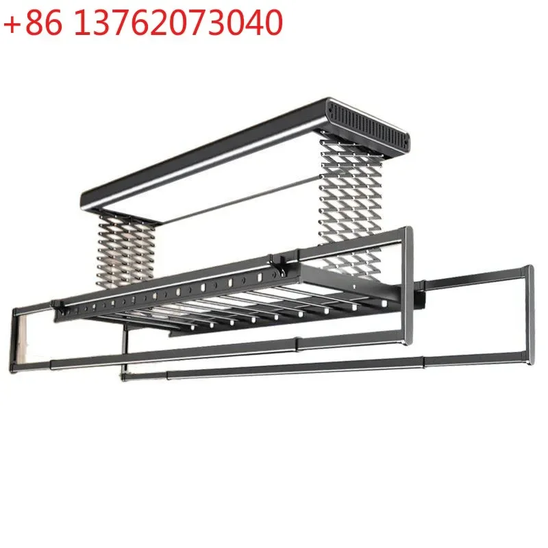 Double pole full invisible drying rack electric embedded remote control lifting