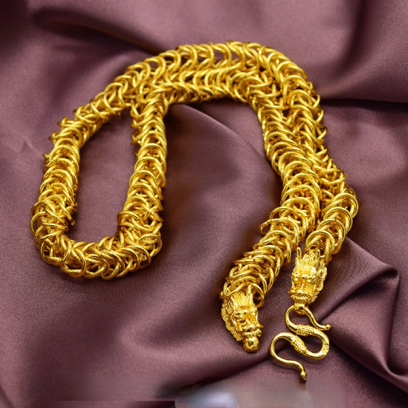 Gold Domineering Men Thick Snake Bone Necklace Chain Yellow Gold Color Chain Necklace for Men Wedding Engagement Jewelry Gifts