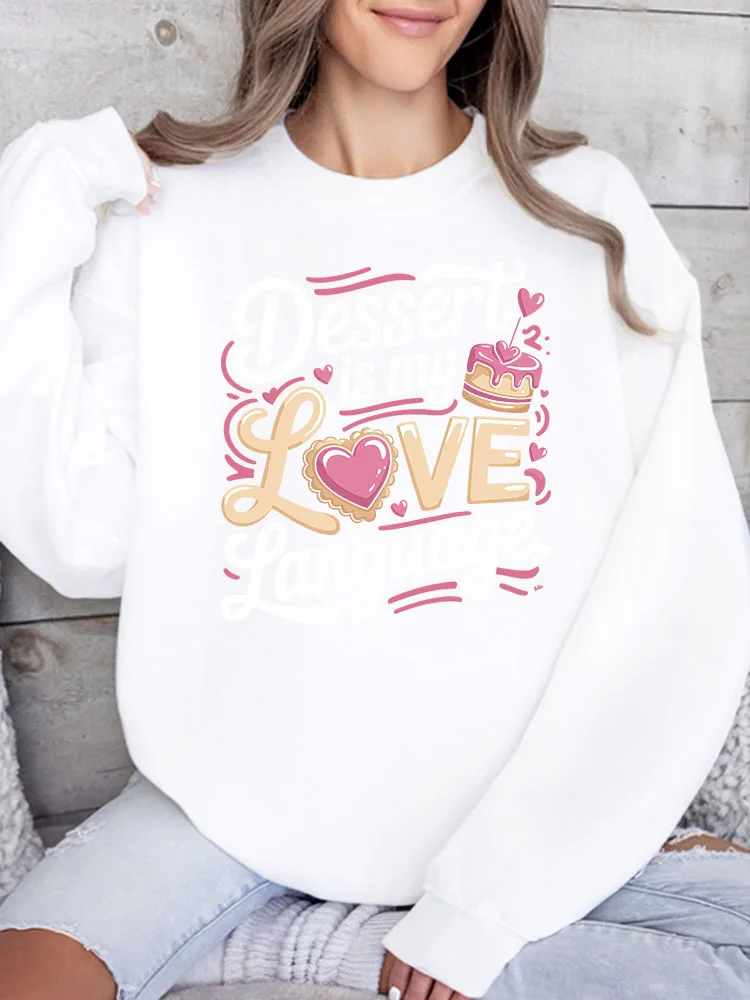 

Женская толстовка с принтом «Язык любви», повседневный пуловер с длинным рукавом, свободный крой, уличная одежда для осени и зимы