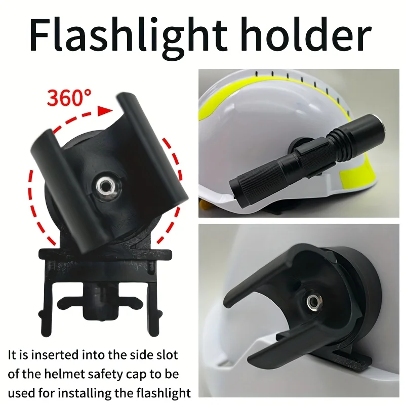 Tactical Helmet Flashlight Holder. Heavy-Duty Plastic Hands-Free Flashlight Holder Suitable for Night Climbing and Outdoor Equip