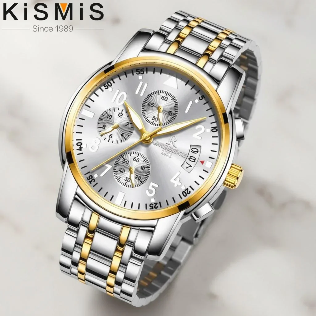 Stainless Steel Quartz Watch for Women Analog Luminous Dial Water Resistant Chronograph Calendar Fashion Gift