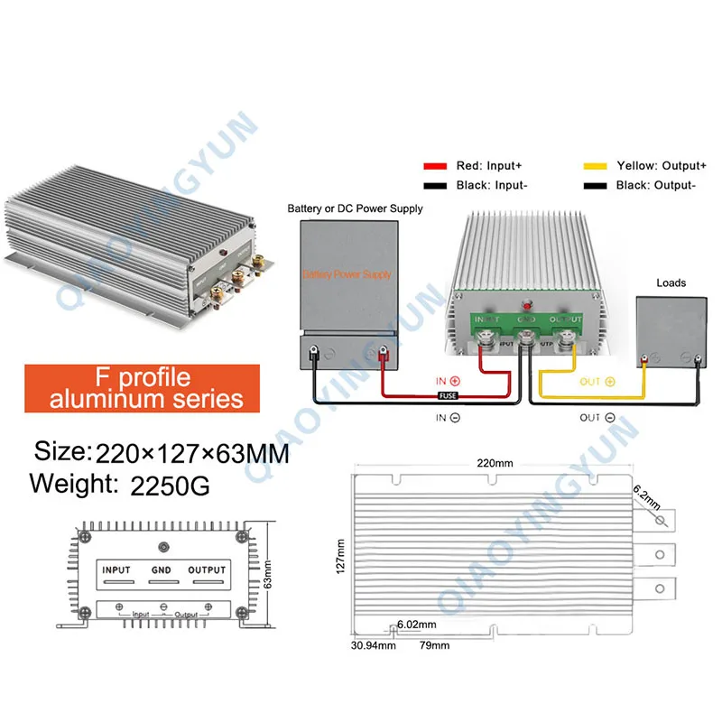 New-typeStep Down Power Converter 24V to 12V 13.8V and 48V to 24V 1020W-1440W Buck Waterproof Converter