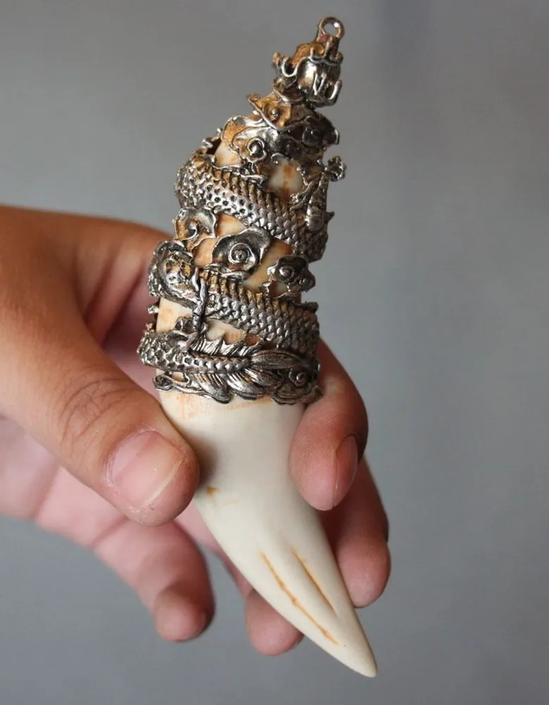 Collecting Teeth Statues Necklaces Handicrafts Dragon Head Amulets Pendants