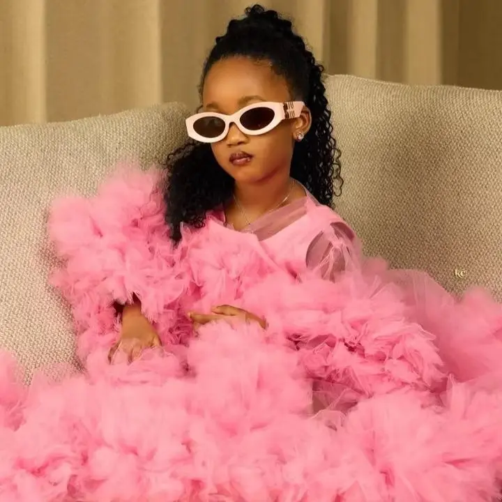 Pink Kids Robe Girl's Birthday Party Dresses Customized Ruffles Flower Girl Dress Baby Girl Gowns for Photoshoot