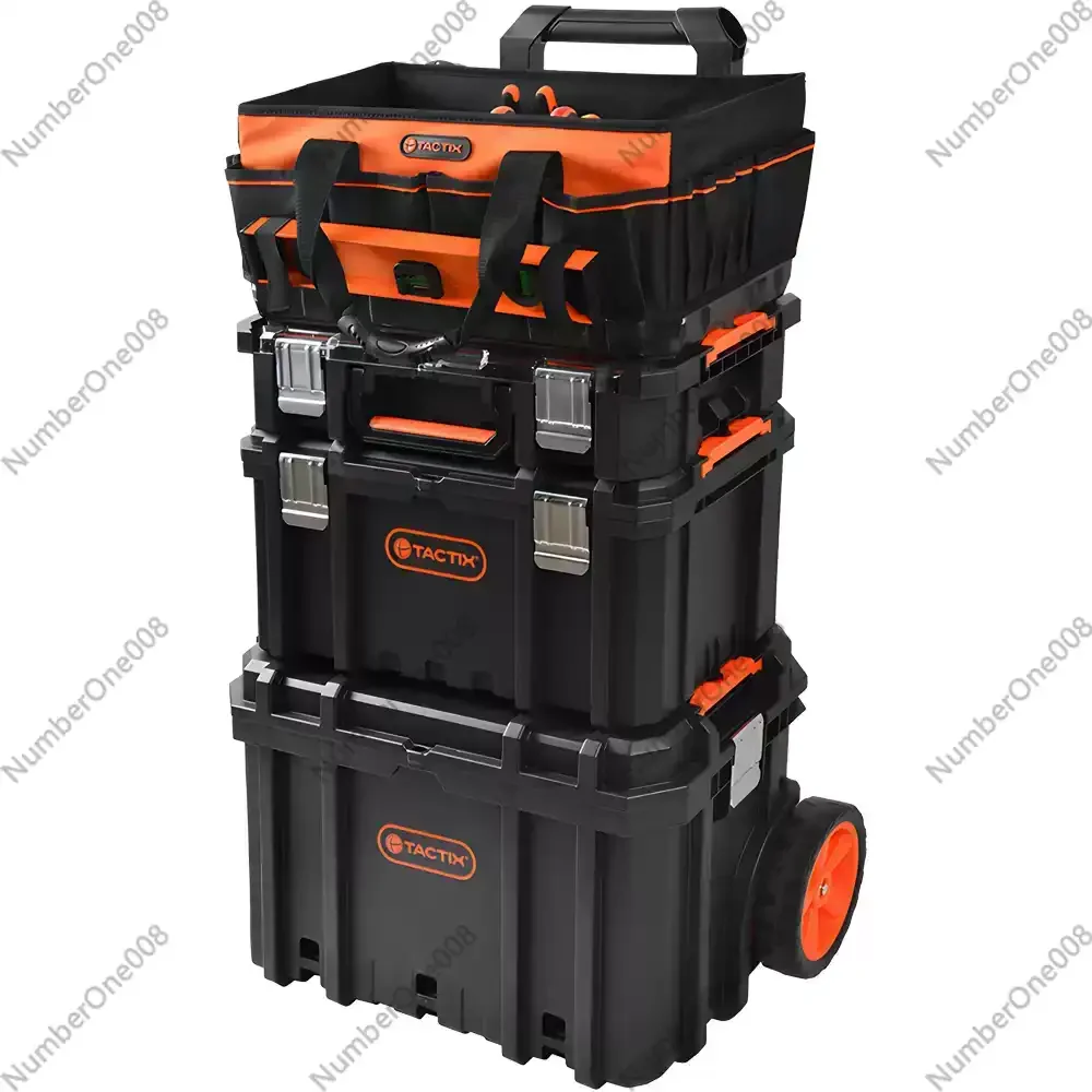 Combined tie rod toolbox stacked three-layer storage box large movable installation toolbox cart with wheels