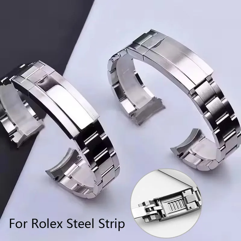 Watch Bracelet For Rolex SUBMARINER DAYTONA SUP GMT Men Fine-Tuning Pull Button Clasp 904 Stainless Steel Watch Chain 20mm 21mm