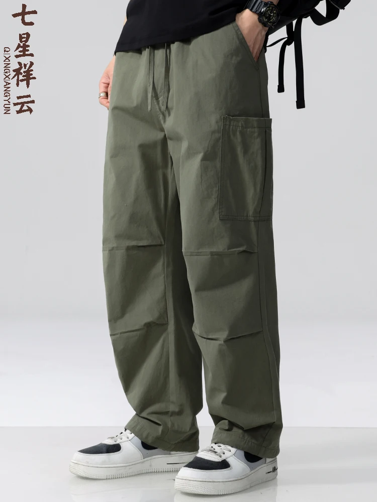 

American Casual Workwear Pants Men's Summer Outdoor Loose Straight Leg Trousers Faionable Design Comfortable Cotton Long Pants