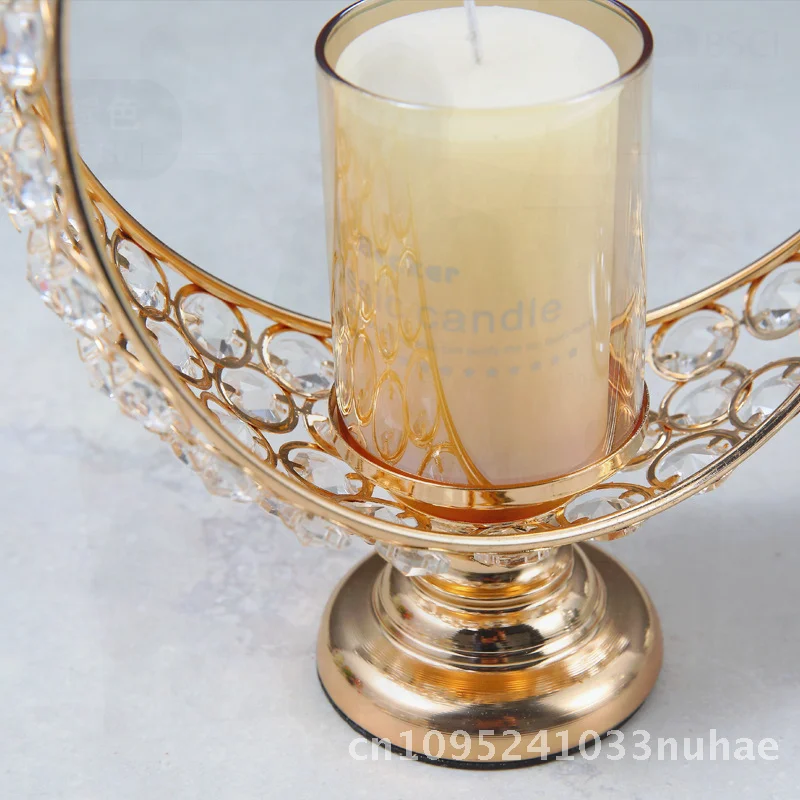 

Luxury Retro Crystal Candle Holder Aromatherapy Table Decoration Cross-Border New Product Gold/Silver Large/Small Sizes