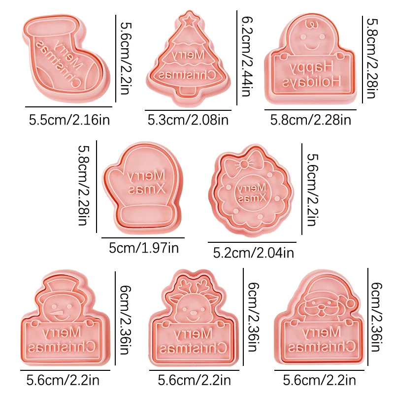 8 pz/set stampi per biscotti a tema natalizio babbo natale alce pupazzo di neve Gingerbread Man Pattern Cookie Cutter Party Cakes Decor Supplies