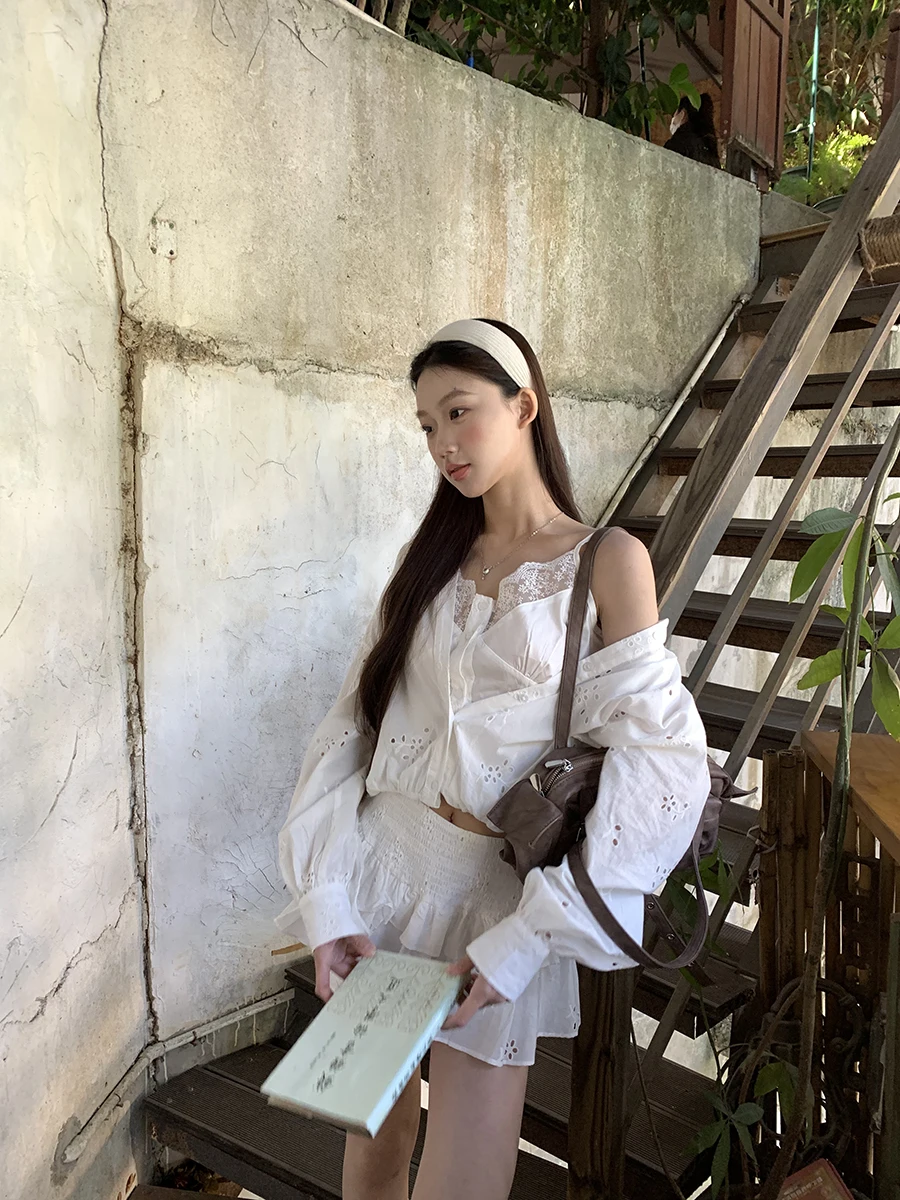 

Белая юбка трапециевидной формы с высокой талией, женская весна-осень 2023, новая юбка-тортик, облегающая юбка, хлопковая юбка прямого кроя