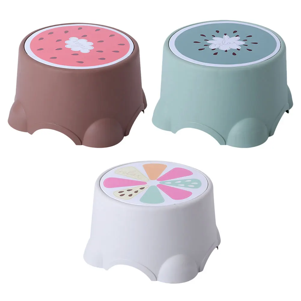 

3pcs Dining Table Stools Cartoon Fruit Pattern Children Step Anti-skid Low Height Footstools Sturdy Load-bearing Wear-resistant